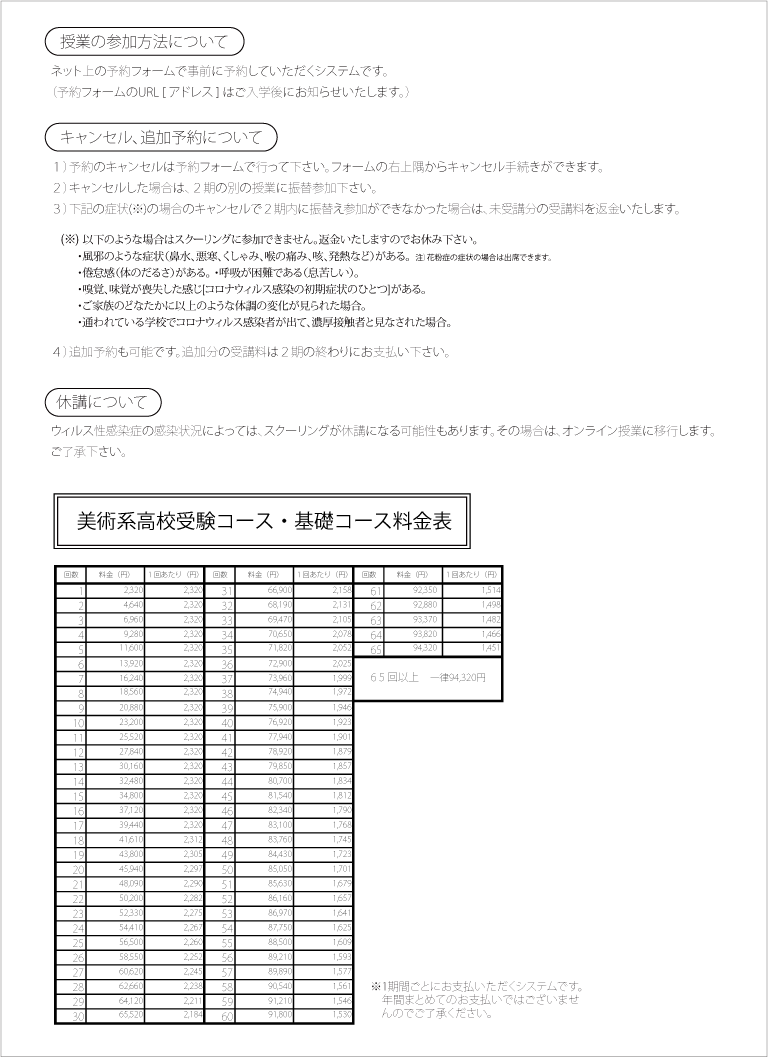 案内要項（裏面）